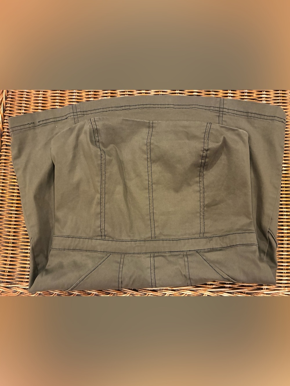 Urban Outfitters Strapless Olive Green A-Line Dress - Picture 4 of 7